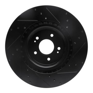 Genesis G70 Brake Rotor (1) - Front Left - R1 Concepts - Drilled & Slotted - Black - `18-`22